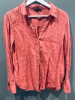 Massimo Dutti Coral Linen Shirt Sz 4